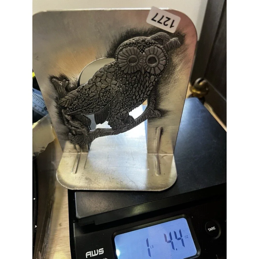 vintage owl figurine metal bookends pantina rustic art library decor bird
